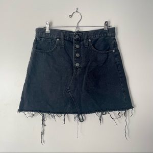 Madewell Black Denim Distressed Mini Skirt